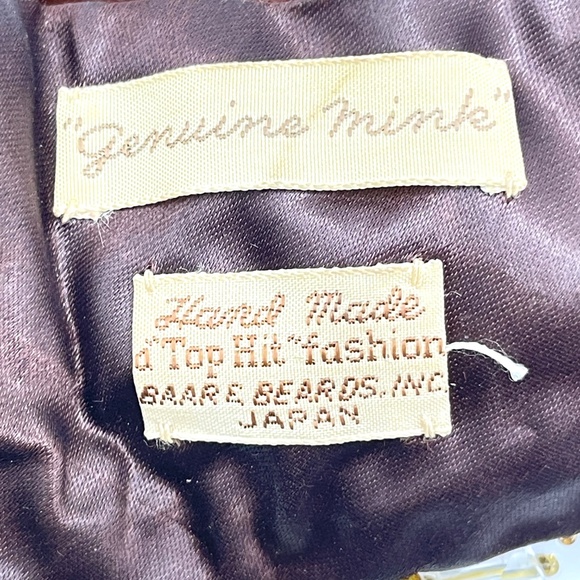 Genuine Mink Top Hit Hand Made Baare Beards Japan Beaded Collar Vintage - Picture 9 of 14